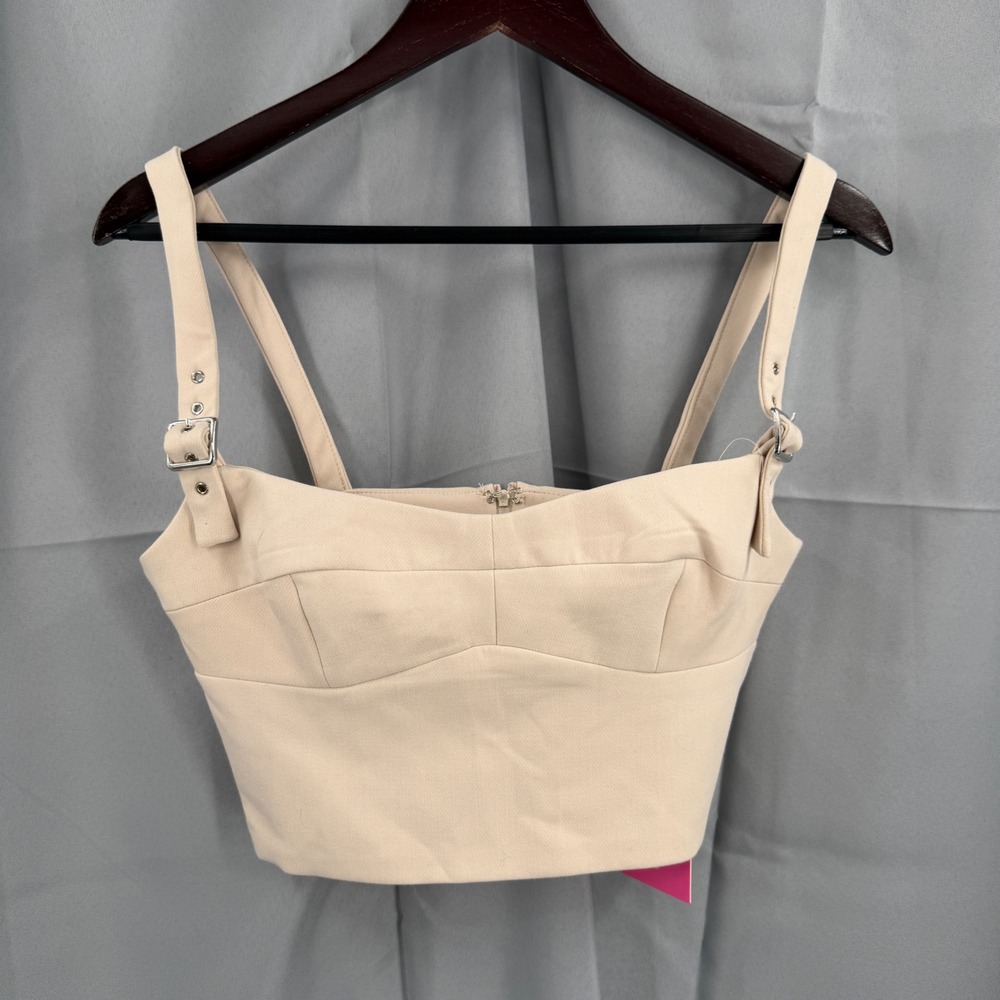 Amanda Uprichard Bustier Crop Top Size Small Cream Buckle Strap New